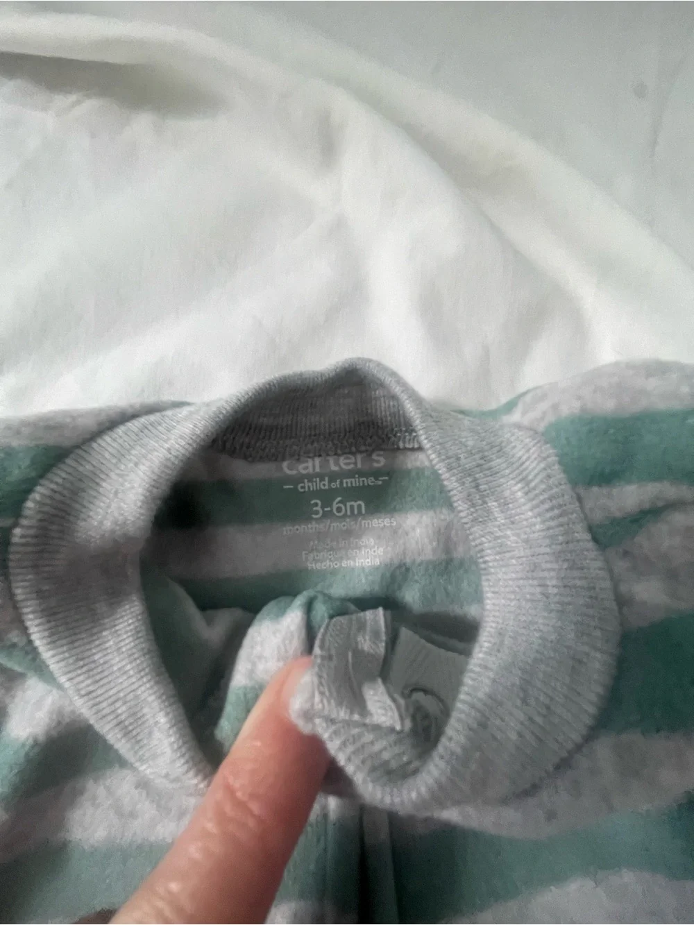 Carter's Green and Gray Striped Footed One-Piece